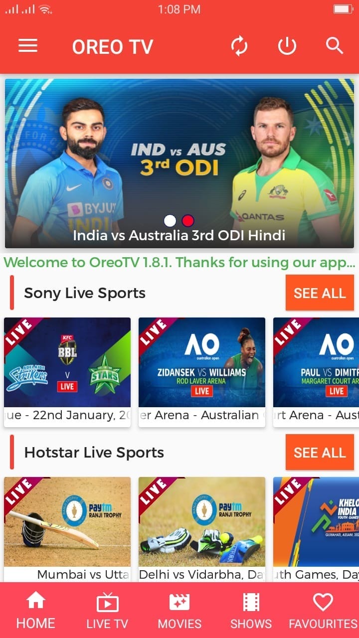 Oreo TV Live Sports Channel