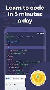 Mimo learn coding in html, javascript, python apk1