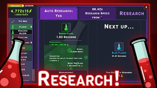 Idle research mod apk 0.21.6.4 free purchases, energy1